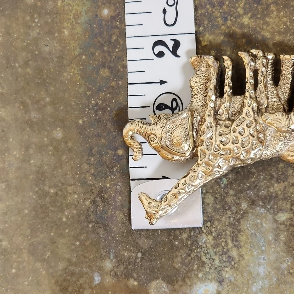 Vintage 1928 BroochnCares Gold Tone African Safari Animals Pin Nickel Free HUGE!
